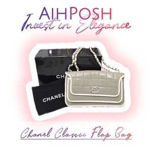 Authentic Chanel Patent Leather Flap Bag with Classic Chain